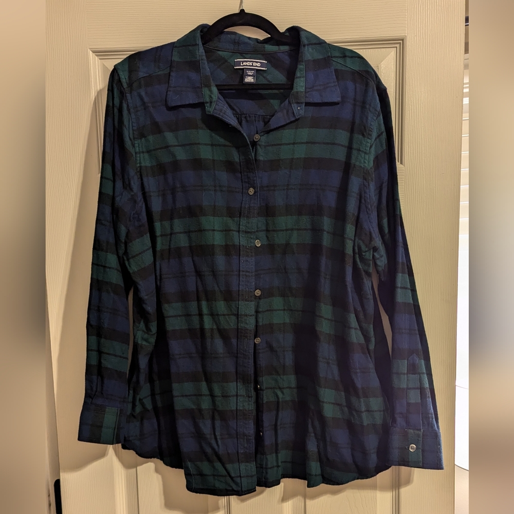 Lands End Blue and Green Flannel size 20W